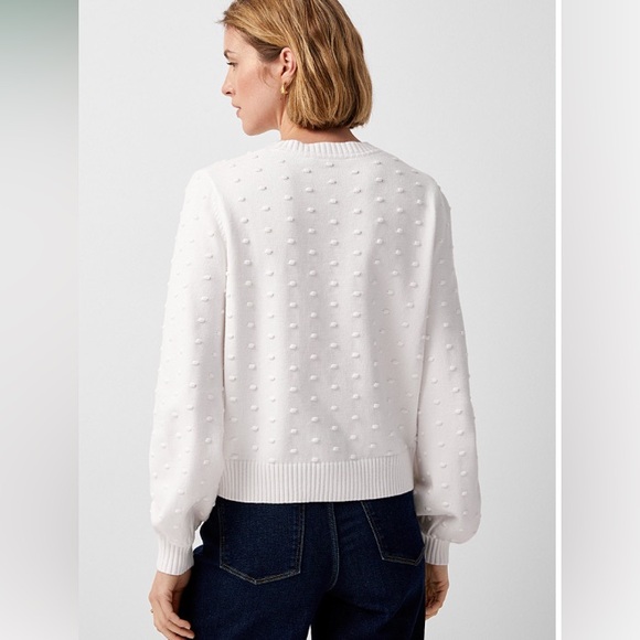 SIMONS CONTEMPORAINE edited modern fashion Puff-sleeve pompom sweater size large - Picture 3 of 9